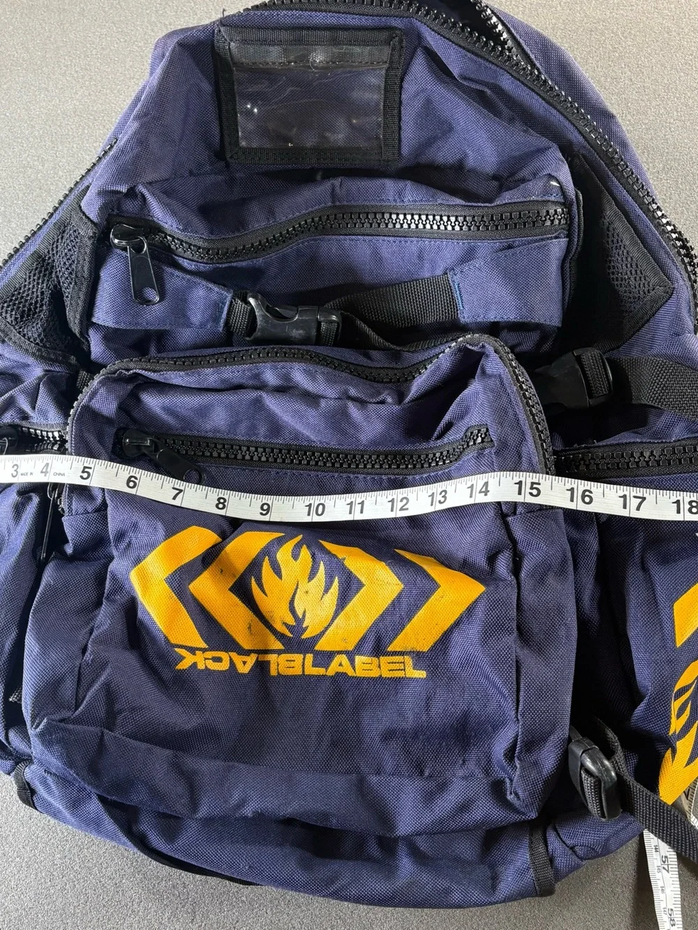 Vintage Black Label Skateboarding Backpack Y2K Navy Blue